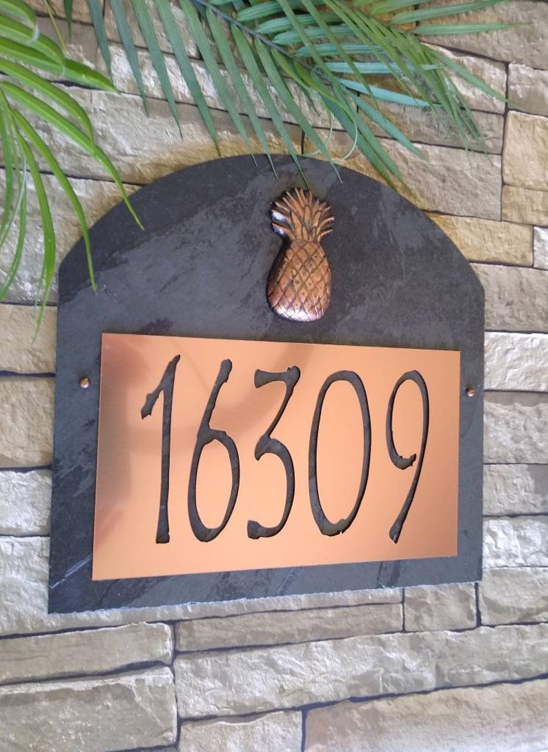 TROPICAL Pineapple Address Plaque Large 5 House Numbers Etsy Nederland