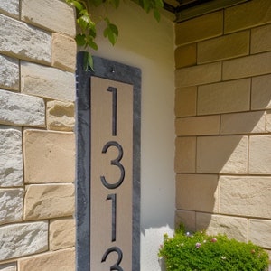 MID CENTURY Modern House Numbers, Vertical Home Address Plaque image 1