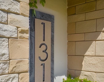 MID CENTURY Modern House Numbers, Vertical Home Address Plaque