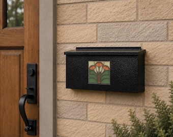 Craftsman Bungalow, Gingko Leaf, Large Mailbox, Hammered Black or Bronze
