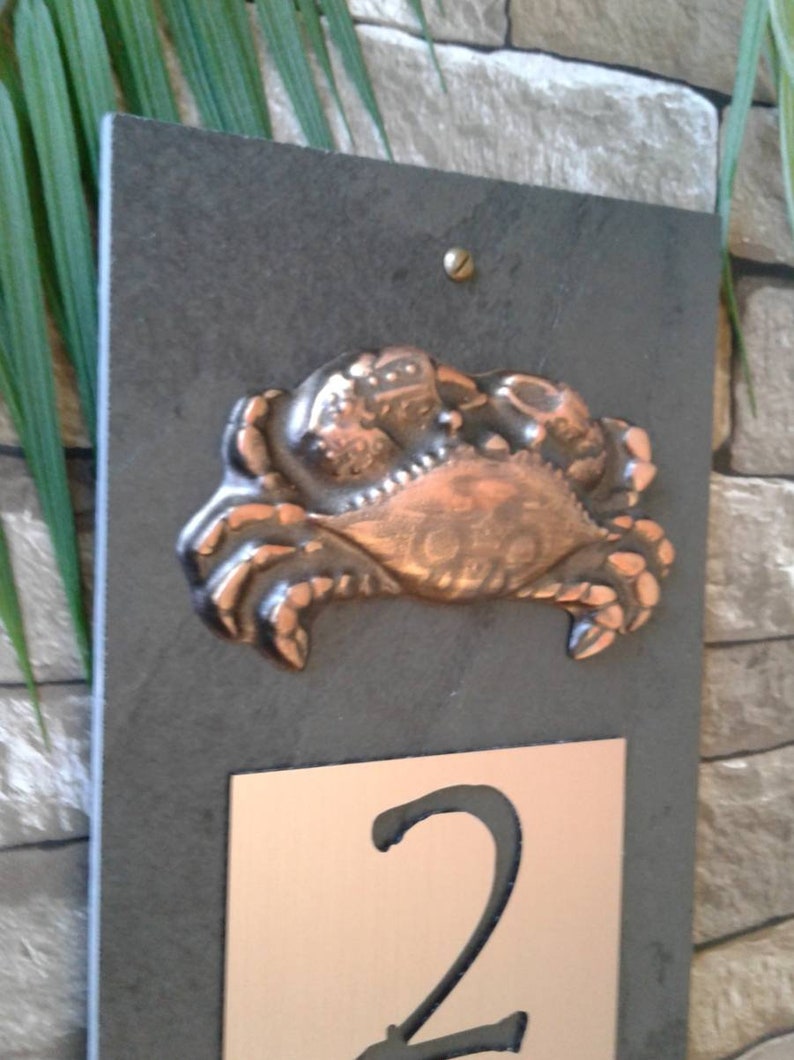 COASTAL Sea Crab House Numbers Home Address Plaque Copper & Etsy