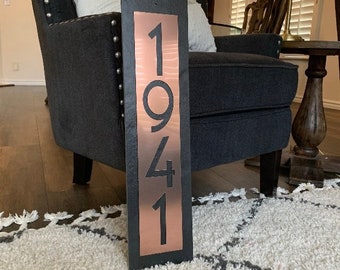 Modern House Numbers, Vertical Address Plaque, Personalized House Warming Gift