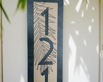 House Numbers, Slate, Tropical Palms,  Coastal Home Address Plaque, Two Fonts, Condos, Apartment, Personalized Gift