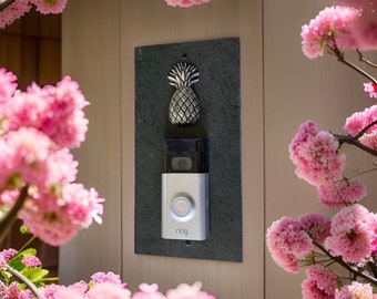 WIRELESS Video Doorbell Slate Mounting Plate, Tropical Pineapple, Choice of colors