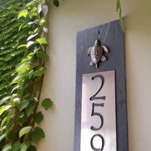 SEA TURTLE House Numbers, Slate Coastal Home Address Plaque, Condos, apartments, personalized gift