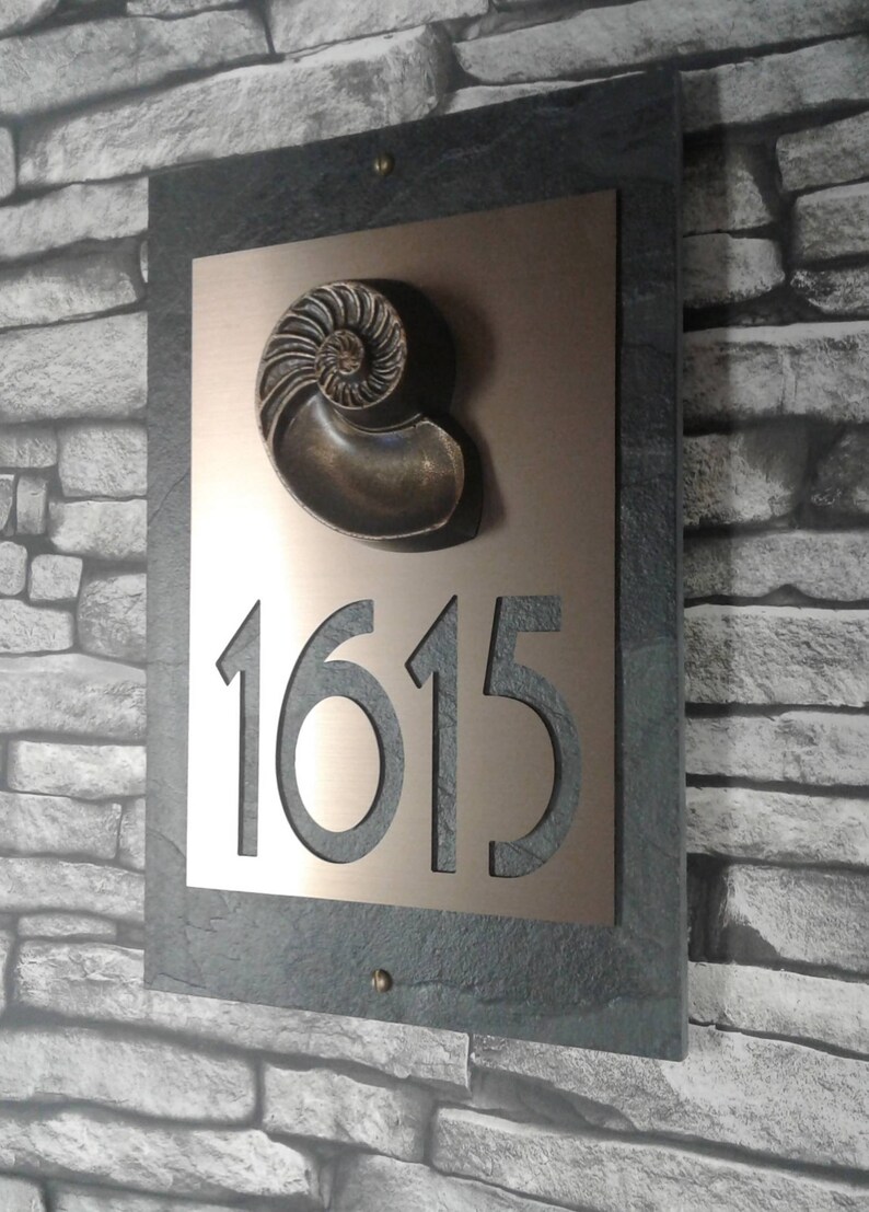 Modern Beach House Numbers Bronze Nautilus Sea Shell Address Etsy