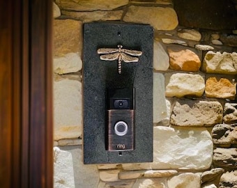 WIRELESS Craftsman Dragonfly, Slate Video Doorbell Mounting Plate, Choice of colors, fits most wireless battery powered Models