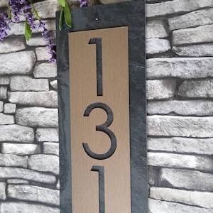 MID CENTURY Modern House Numbers, Vertical Home Address Plaque image 3