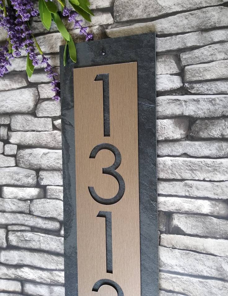 MID CENTURY Modern House Numbers Vertical Home Address Plaque Etsy