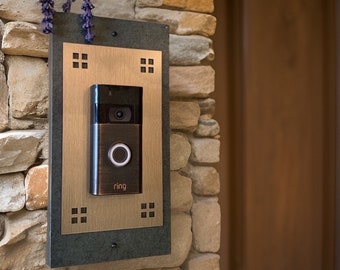 Slate Craftsman Four Square, Video Doorbell Slate Mounting Plate, Choice of colors, 12” x 6”