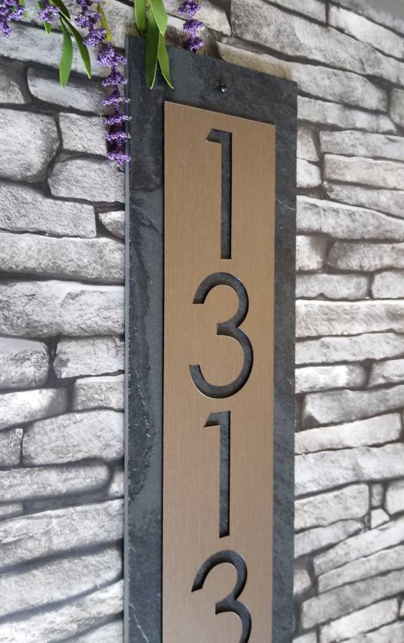 MID CENTURY Modern House Numbers Vertical Home Address Plaque Etsy