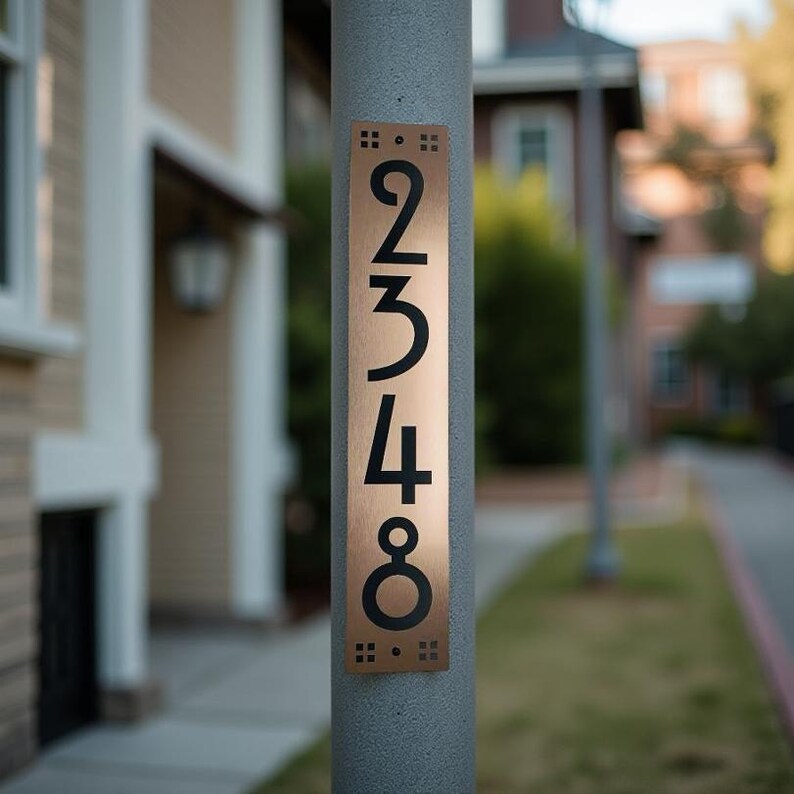 Craftsman Mailbox Post HOUSE NUMBERS, Vertical Copper Hill House Home ...