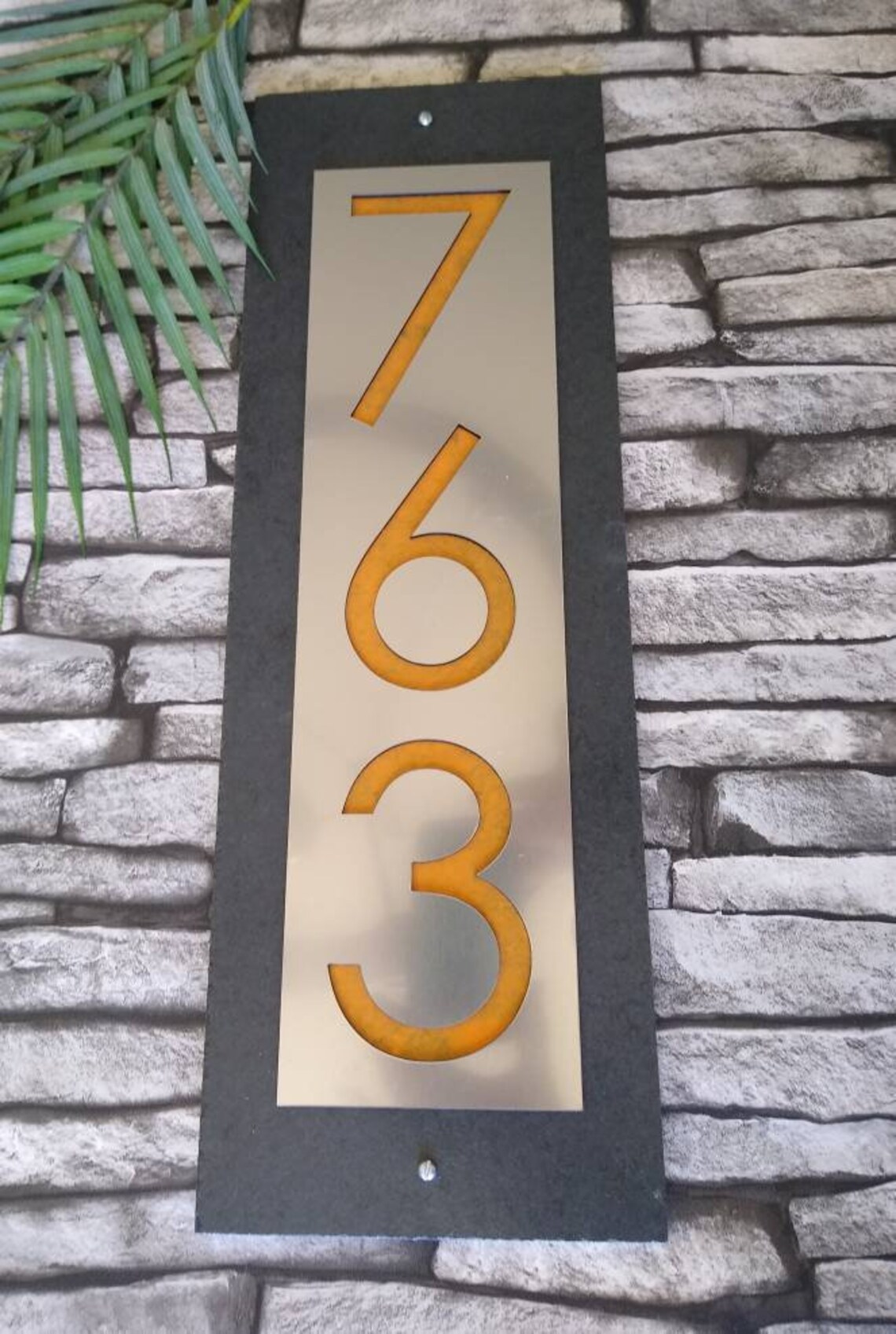 Modern Address Plaque Mid Century House Numbers Vertical Etsy Canada