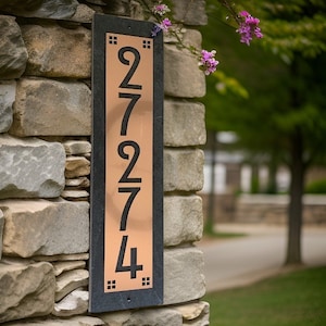 Craftsman House Numbers, Hill House Mission Style Address Plaque, Copper, Platinum or Bronze