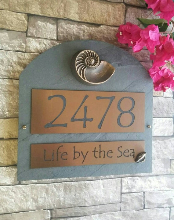 Beach House Address Sign Nautilus Shell House Numbers