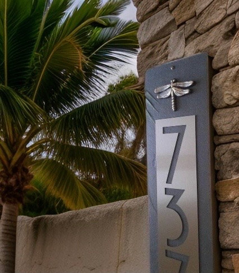 Personalized Gift, Dragonfly House Sign, Craftsman House Numbers image 3