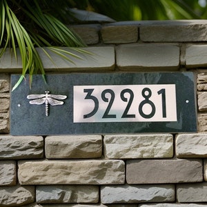 MODERN Craftsman House Numbers, Dragonfly Home Address Plaque