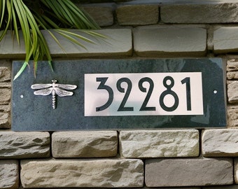 MODERN Craftsman House Numbers, Dragonfly Home Address Plaque