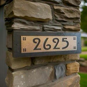 Craftsman HOUSE NUMBERS, Hill House Mission Style Address Plaque, copper, Platinum or Bronze