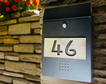 Modern Craftsman Large Capacity Locking  Security Mailbox Customized with your House Numbers, choice of font