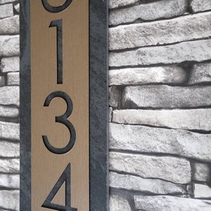 MID CENTURY Modern House Numbers, Vertical Home Address Plaque image 4