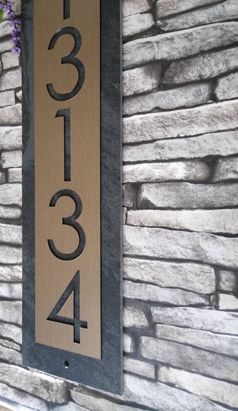 MID CENTURY Modern House Numbers, Vertical Home Address Plaque image 4