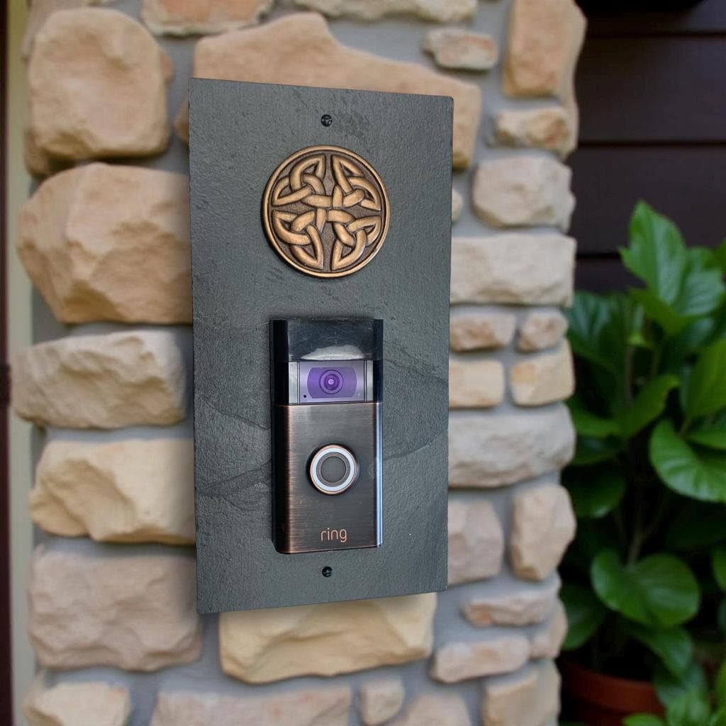 Video Doorbell Slate Mounting Plate, Celtic Knot, Choice Of Colors, 12" X 6"