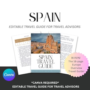 Editable Spain Travel Guide: Canva Templates for Travel Agents Know Before You Go