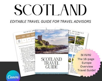 Bearbeitbarer Schottland-Reiseführer: Anpassbare Canva-Vorlagen für Reiseagenten, die vor Ihnen gehen