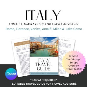 Modèle agence de voyage ITALIE Guide de voyage : Rome, Venise, Florence personnalisables (modèles canva)