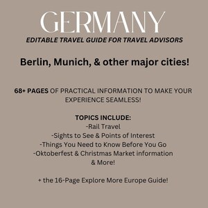 Guía de viaje a Alemania editable para agentes de viajes: plantilla de Canva. Lo que debes saber antes de viajar. imagen 2
