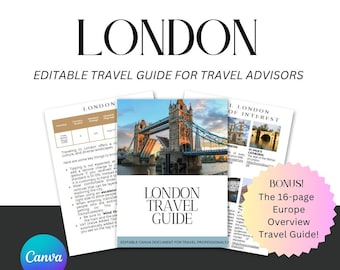 Editable London Travel Guide for Travel Agents: Canva Template Know Before You Go