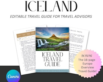 Bewerkbare reisgids IJsland: canva-sjablonen voor agenten: gids voor vertrek