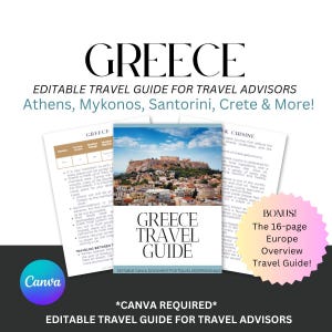 Editable Greece Travel Guide: Canva Templates for Travel Agents Know Before You Go