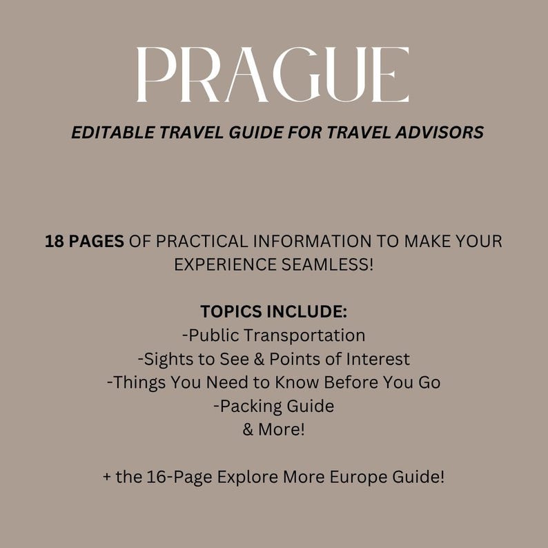 Editable Prague Travel Guide: Customizable Canva Template for Travel Agents Know Before You Go image 2
