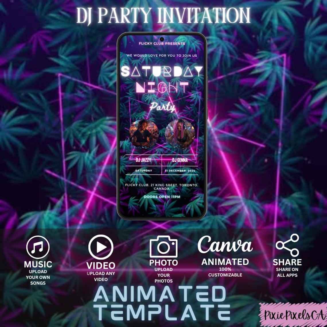 digital-dj-party-invitation-birthday-itinerary-birthday-party-invite