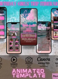Girls Trip itinerary, itinerary template,  travel itineray, Birthday Weekend Invitation, Weekend Itinerary, Digital Schedule