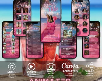 Girls Trip itinerary, itinerary template,  travel itineray, Birthday Weekend Invitation, Weekend Itinerary, Digital Schedule