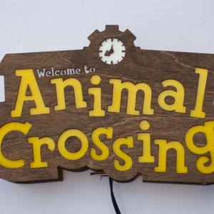 Animal Crossing - letrero de ciudad - lámpara de pared