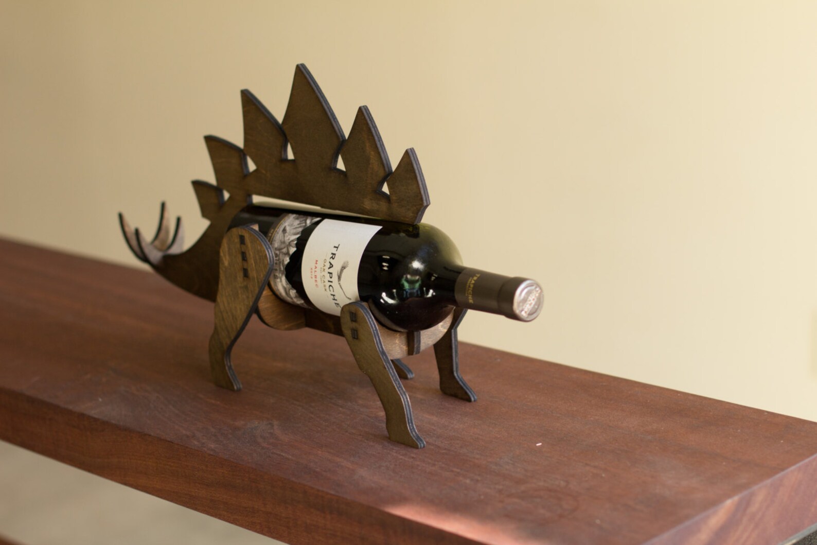 Wineosaur Wooden Dinosaur Wine Rack Stegosaurus Etsy