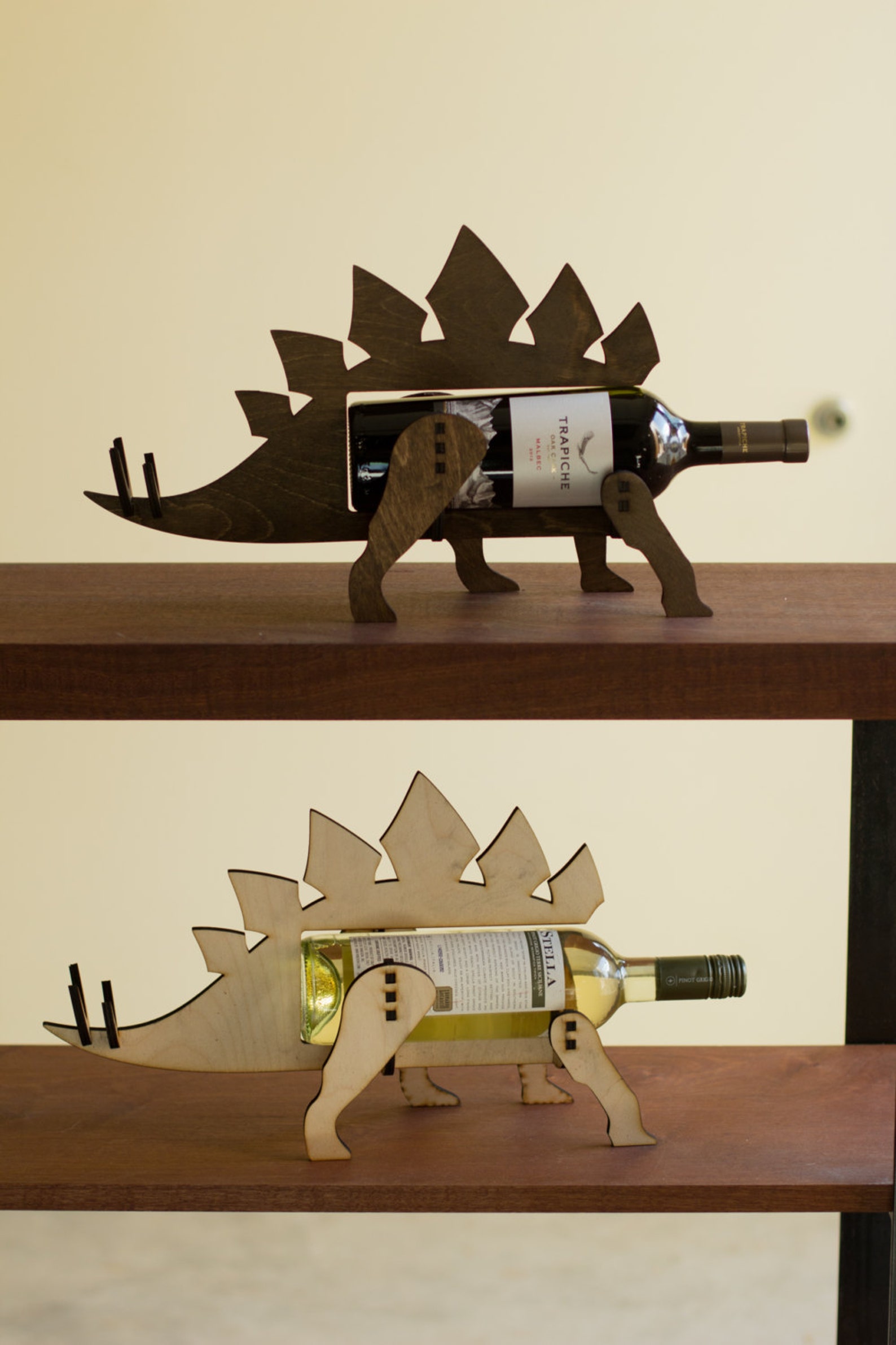 Wineosaur Wooden Dinosaur Wine Rack Stegosaurus Etsy