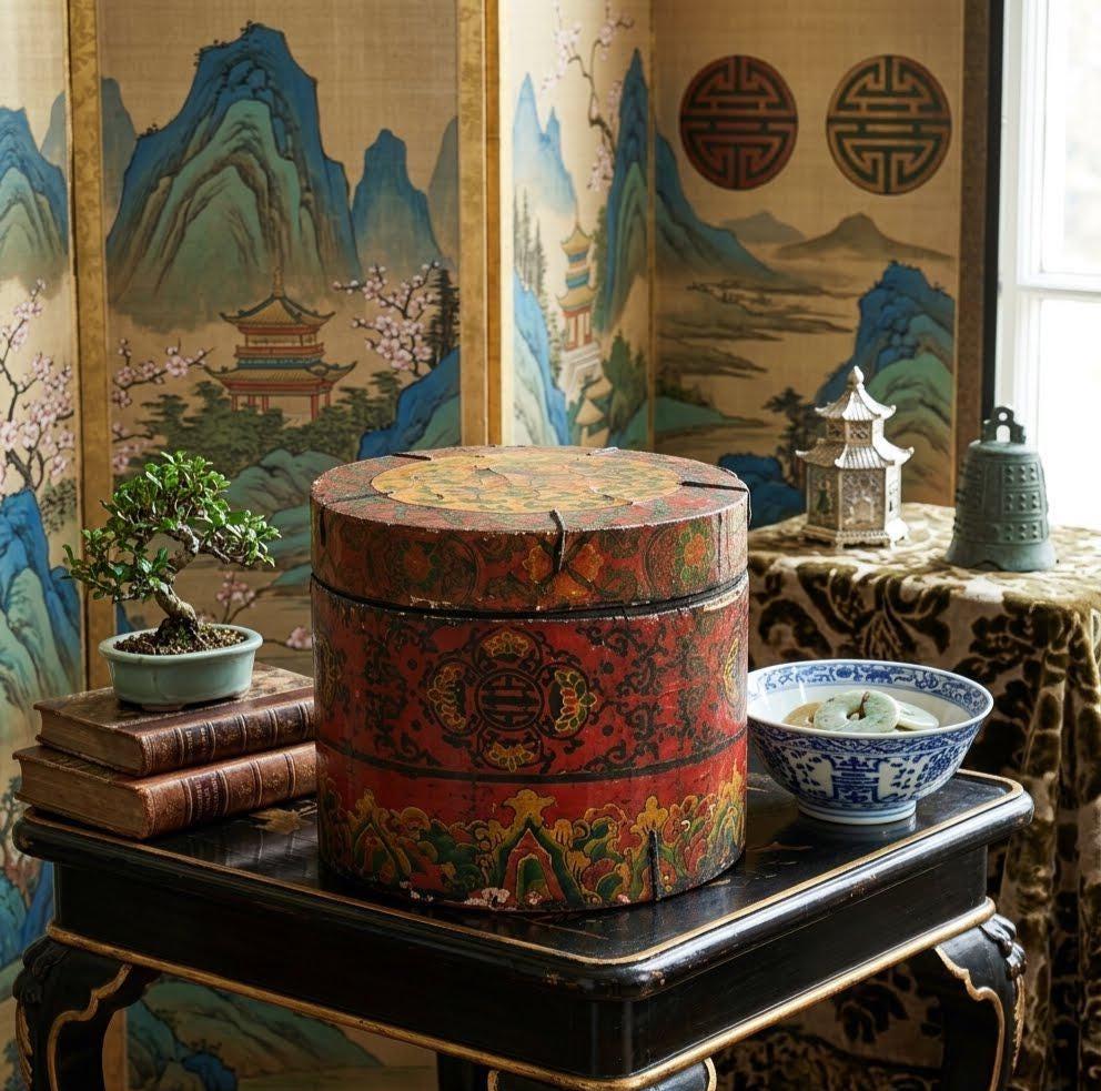 Antique Chinese Hat Box - Etsy