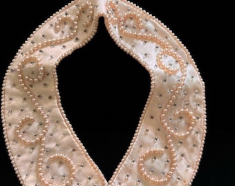 Vintage 1950s Faux Pearl Beaded Collars, Detachable Peter Pan Sweater Bib Collar Collection, Mid Century Rhinestone & Scalloped Pearl Bibs