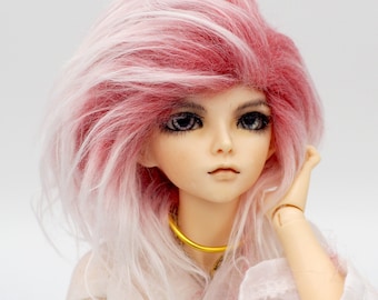 Hidden Dreams™ Ombre Red Color Fur Wig Made for abjd doll size UNCLE SD MSD tiny yosd Monster High and puki as well as custom