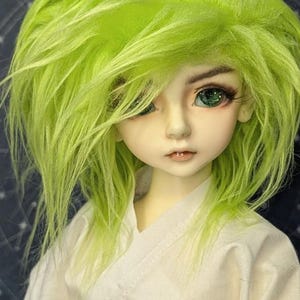 May include: A doll with green eyes and bright green hair styled in a layered, tousled fashion. The doll is wearing a white outfit. The text "WSS: HIDDEN DREAMS" is visible at the bottom of the image.