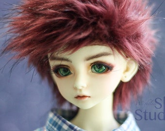 Hidden Dreams™ Short Edgy Maroon Color Fur Wig for Bjd Doll Size Uncle SD MSD Tiny Yosd Myou Doll Monster High and puki Custom size