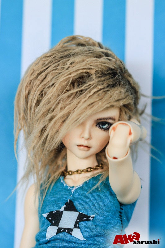 Akasarushi Rusty Tan Color Fur Wig Made for abjd doll size SD MSD tin…
