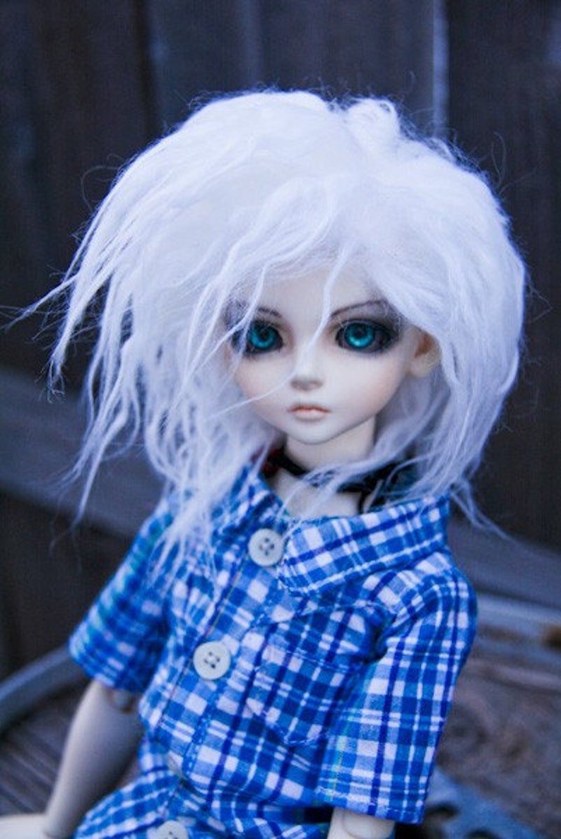 Hidden Dreams™ Long White Color Fur Wig for abjd doll size UNCLE SD MSD tiny yosd Monster High and puki Custom size available image 3