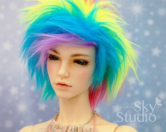 Hidden Dreams™ Rainbow Color Fur Wig Made for abjd doll size UNCLE SD MSD tiny yosd Monster High puki and custom