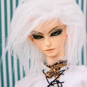 Hidden Dreams™ Long White Color Fur Wig for abjd doll size UNCLE SD MSD tiny yosd Monster High and puki Custom size available image 2